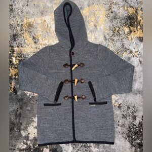 Gray Hooded Kids Jacket with Toggle Closures